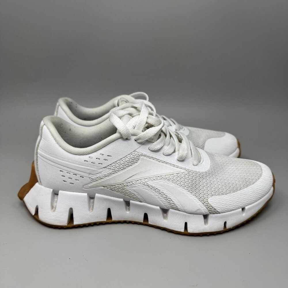 Reebok Zig Dynamica STR HR1202 Womens 7.5 Running Shoes White Athletic Sneakers